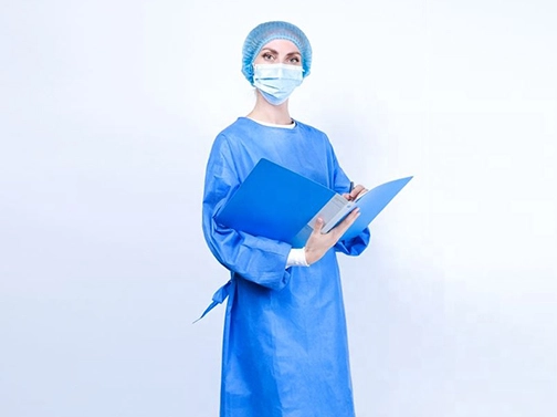 blue disposable surgical gowns