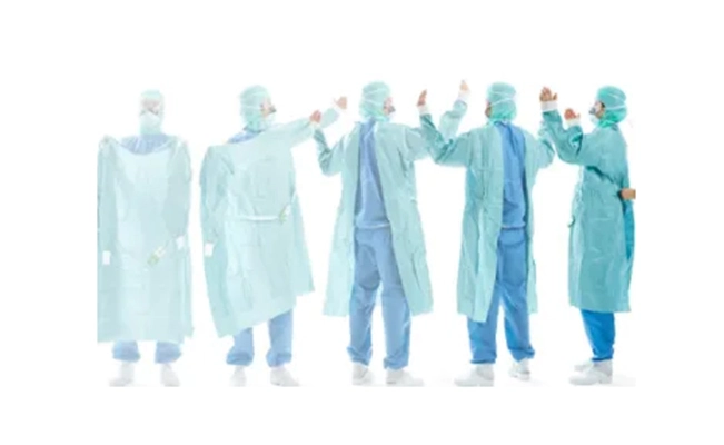 blue disposable surgical gowns